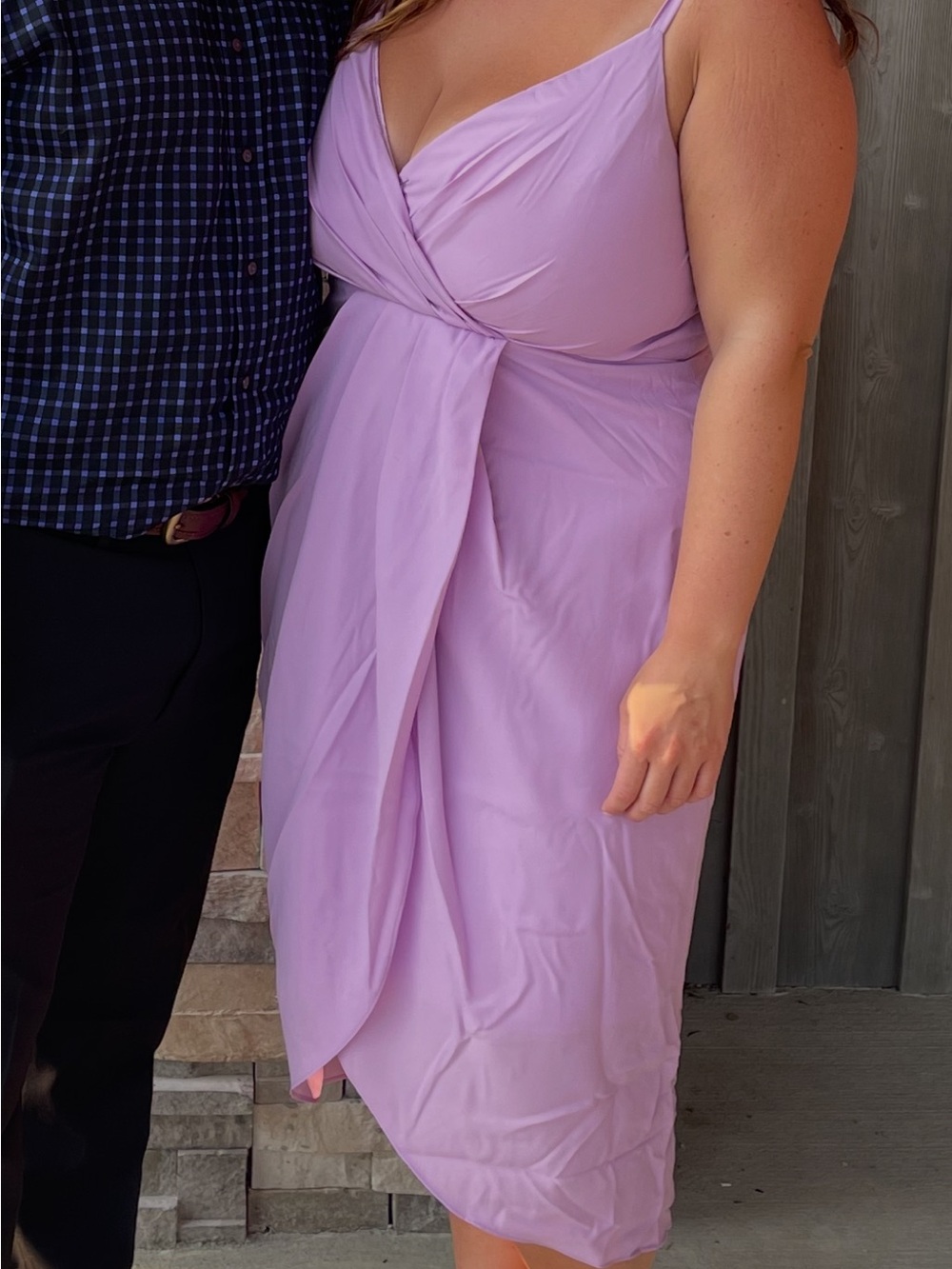 City Chic Lavender Wrap-Front Midi Dress